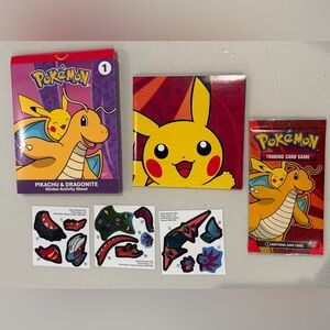 Pokemon Pikachu and Dragonite Sticker Set with Trading Card